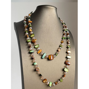 Vintage stackable necklace Bohemian colorful shell beaded double-layer necklace Retro light luxury holiday long necklace