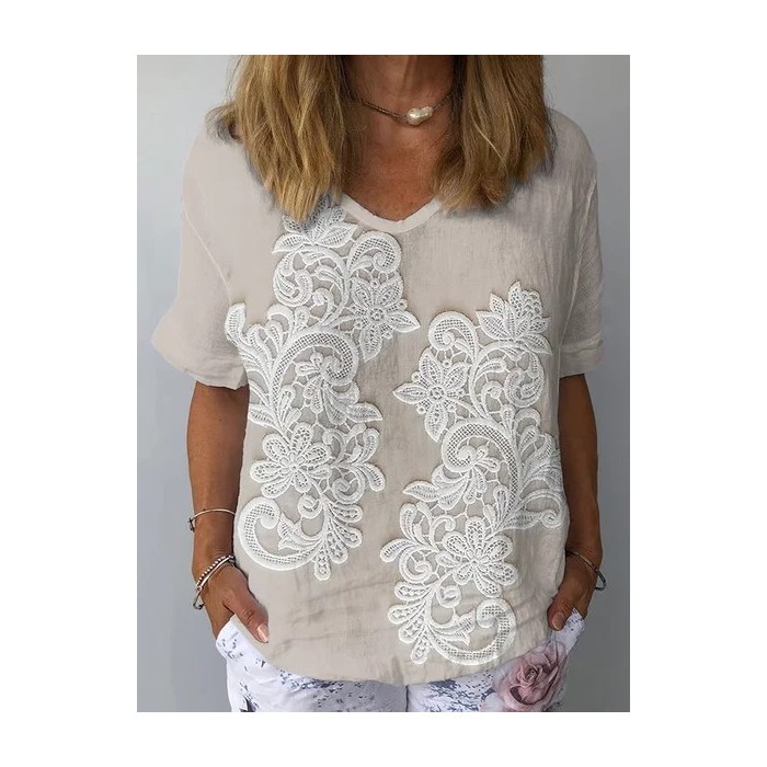 Women's Short Sleeve Blouse Summer Floral Printing Crew Neck Daily Going Out Casual Top