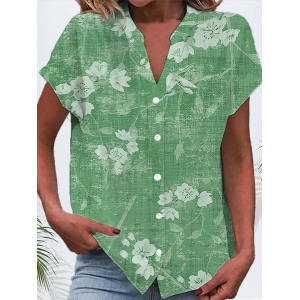 Women's Short Sleeve Shirt Summer Floral Printing V Neck Daily Going Out Casual Top