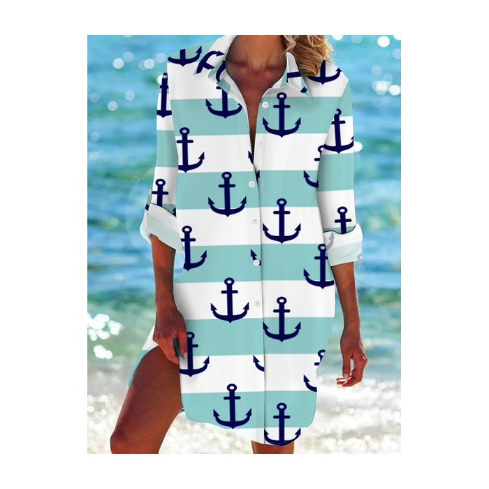 Women's Striped Long Sleeve Shirt Spring/Fall Printing Shirt Collar Daily Casual Top