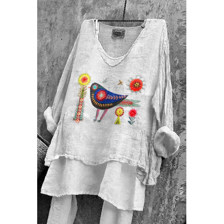 Women Floral Long Sleeve Blouse Spring/Fall Printing V Neck Daily Casual Top