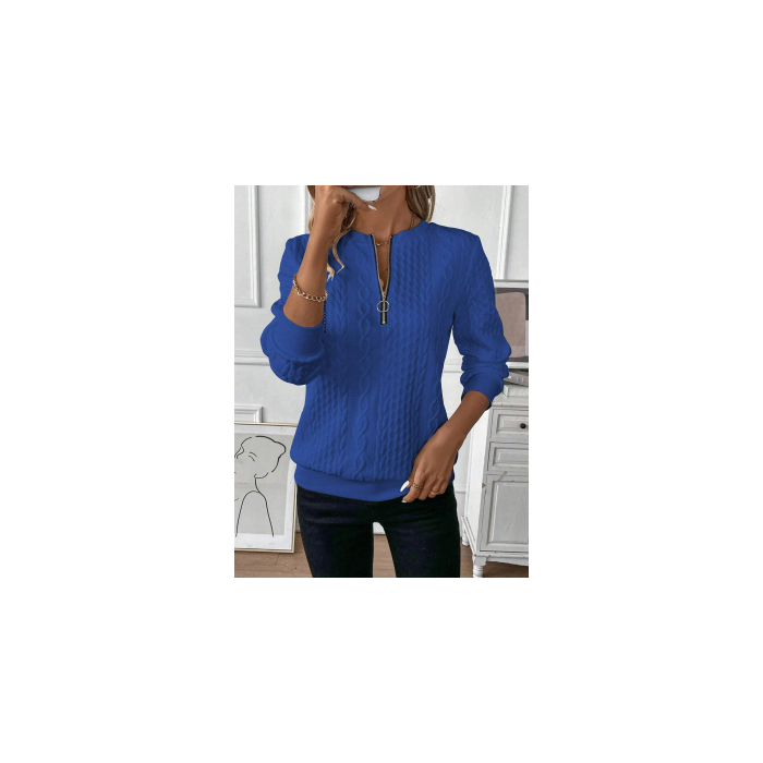 Jacquard Casual Plain Loose Sweatshirt