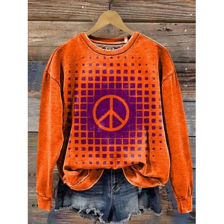 Women's Crew Neck Geometric Casual Spring/Fall Long Sleeve Sweatshirt