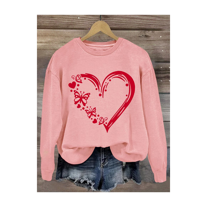 Women's Crew Neck Butterfly Printing Casual Spring/Fall Long Sleeve Sweatshirt