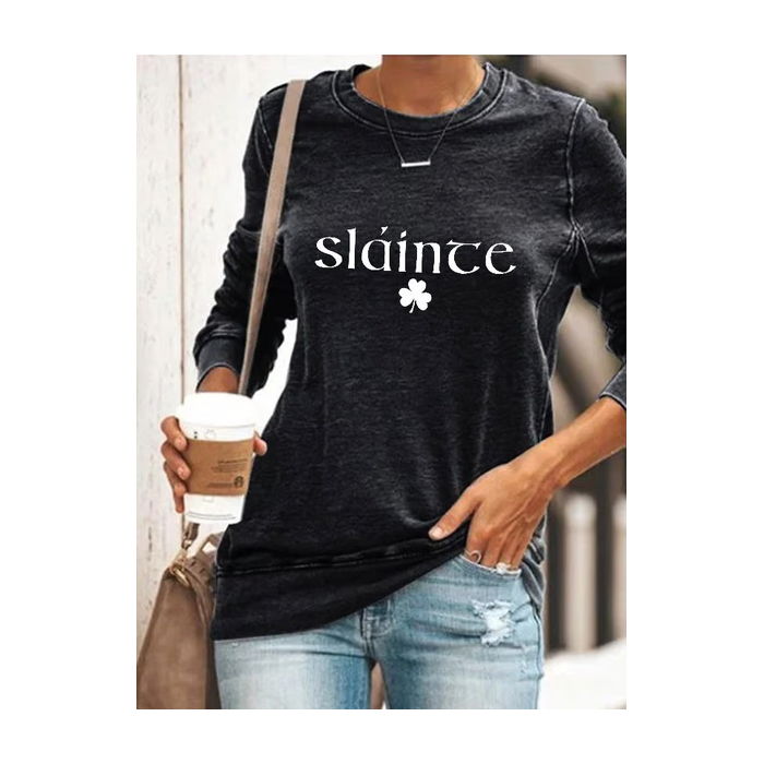 Women's Text Letters Crew Neck Printing Casual Spring/Fall Long Sleeve Sweatshirt