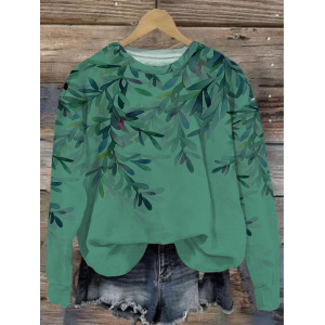 Women's Floral Crew Neck Plants Printing Casual Spring/Fall Long Sleeve Sweatshirt