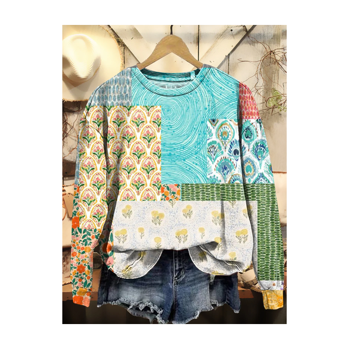 Women's Crew Neck Floral Printing Casual Spring/Fall Long Sleeve Sweatshirt