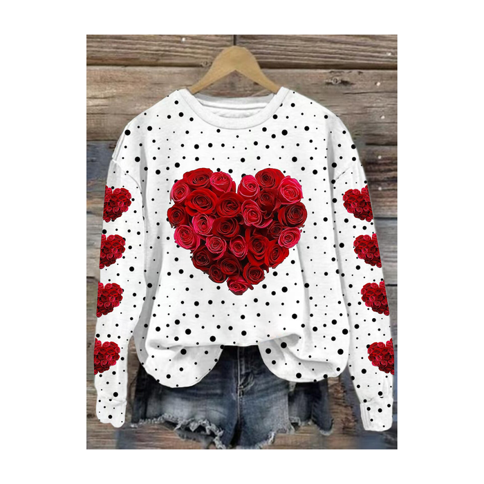 Women's Crew Neck Polka Dots Printing Casual Spring/Fall Long Sleeve Sweatshirt