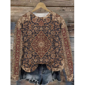 Women's Crew Neck Geometric Printing Casual Spring/Fall Long Sleeve Sweatshirt