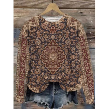 Women's Crew Neck Geometric Printing Casual Spring/Fall Long Sleeve Sweatshirt