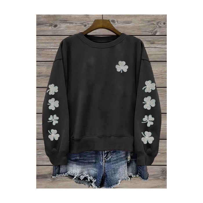 Women's St. Patrick's Day Floral Shamrock Printing Casual Spring/Fall Long Sleeve Sweatshirt