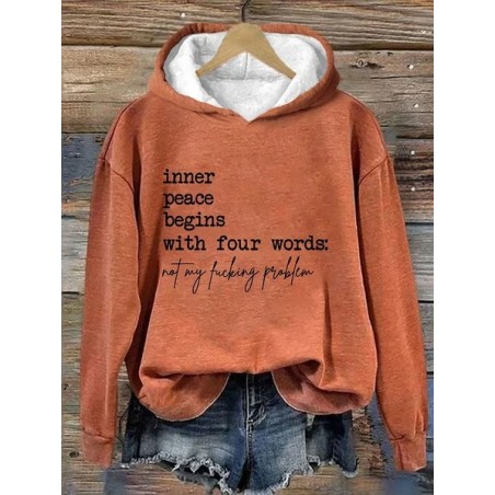 Women's Text Letters Spring/Fall Cotton Long Sleeve Casual Daily Hoodie