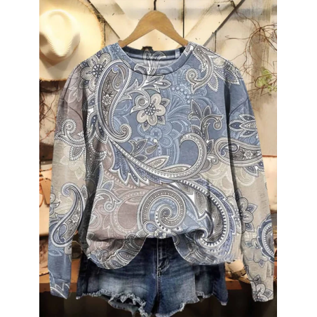 Women's Crew Neck Floral Printing Casual Spring/Fall Long Sleeve Sweatshirt