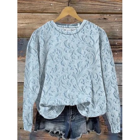 Women's Crew Neck Floral Printing Casual Spring/Fall Long Sleeve Sweatshirt