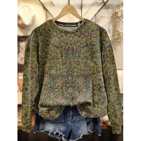 Women's Crew Neck Floral Printing Casual Spring/Fall Long Sleeve Sweatshirt