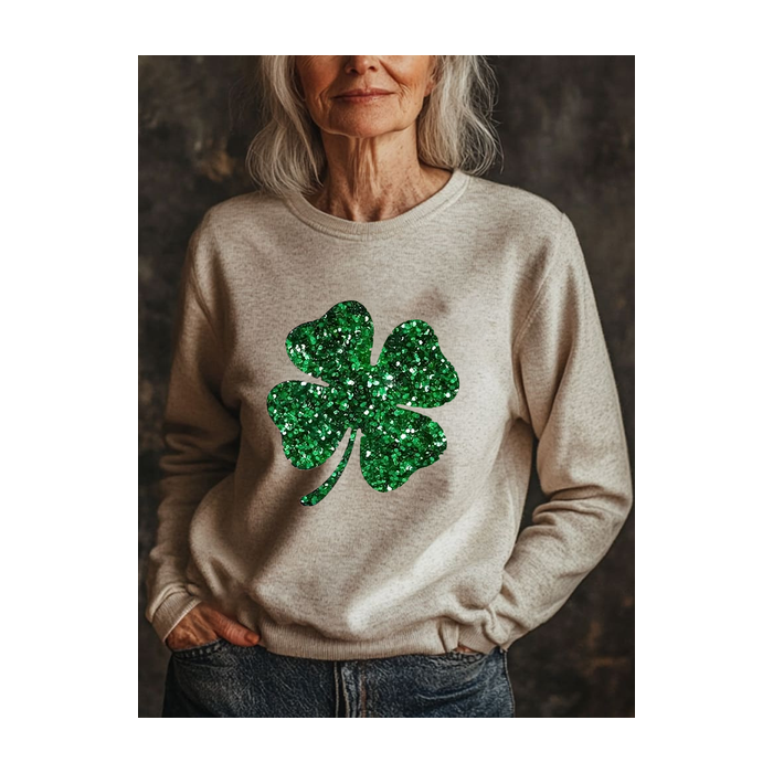 Women's St Patrick's Day Shamrock Printing Casual Spring/Fall Long Sleeve Floral Sweatshirt