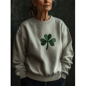 Women's St Patrick's Day Floral Shamrock Printing Casual Spring/Fall Long Sleeve Sweatshirt