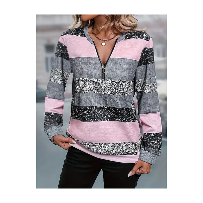 Women's Crew Neck Striped Printing Casual Spring/Fall Long Sleeve Sweatshirt