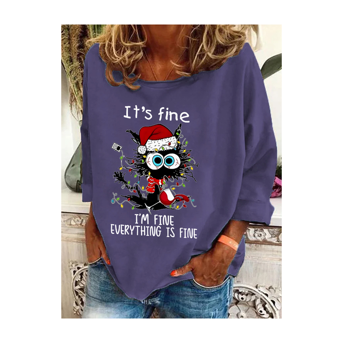 Women's Crew Neck Christmas Casual Spring/Fall Long Sleeve Sweatshirt