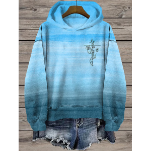 Women's Floral Spring/Fall Printing Long Sleeve Casual Daily Hoodie