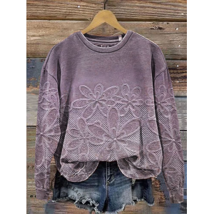 Women's Crew Neck Floral Printing Casual Spring/Fall Long Sleeve Sweatshirt