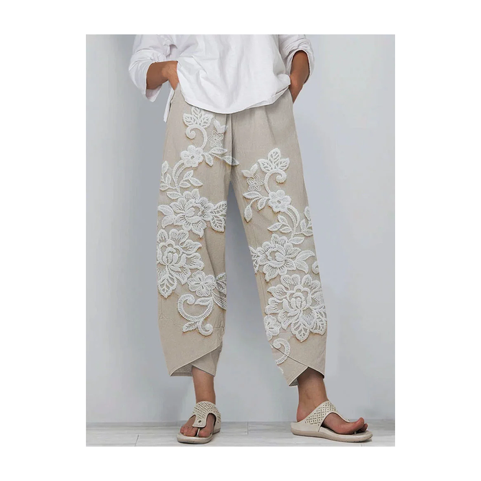 Women Floral Capris Pant Casual Summer Trousers