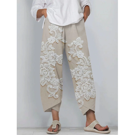 Women Floral Capris Pant Casual Summer Trousers
