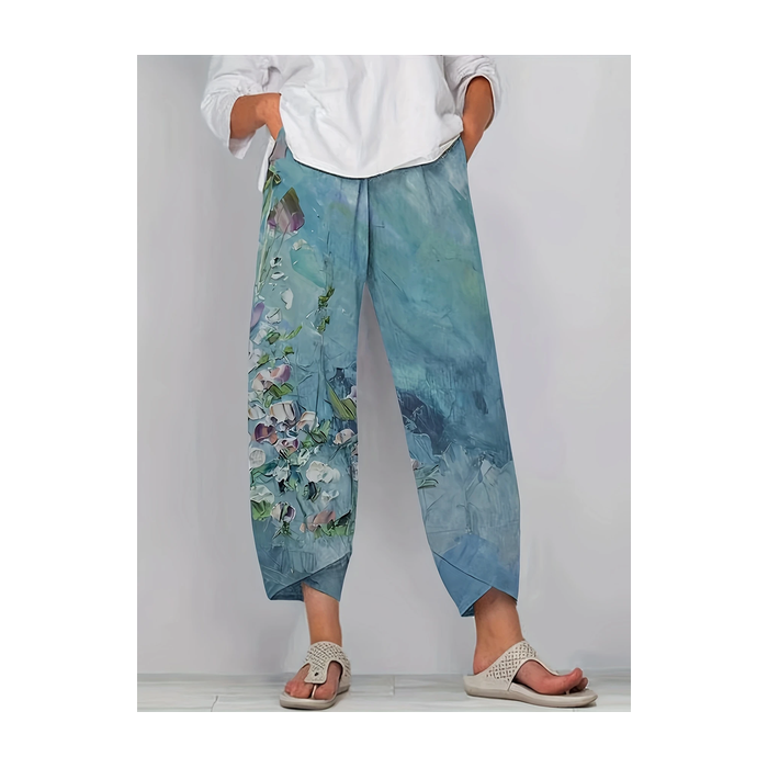 Women Floral Capris Pant Casual Summer Trousers