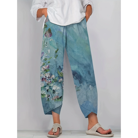 Women Floral Capris Pant Casual Summer Trousers
