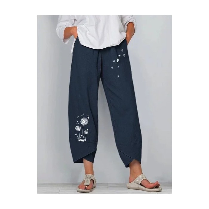 Women Floral Capris Pant Casual Summer Trousers