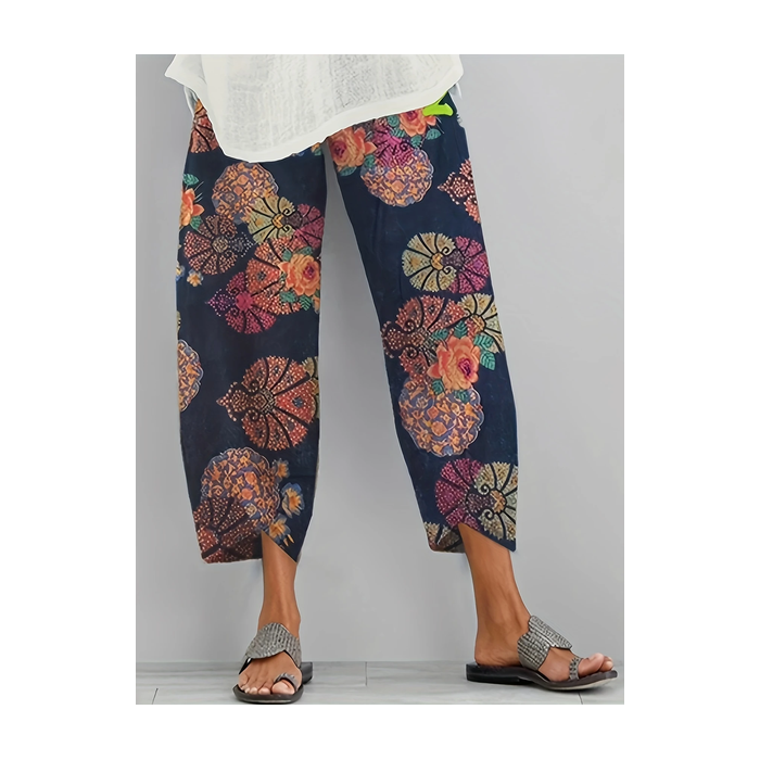 Women Floral Capris Pant Casual Summer Trousers