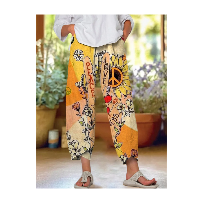 Women Floral Capris Pants Casual Summer Trousers