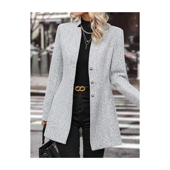 Women's Spring/Fall Outerwear Casual Woolen Plain Long Sleeve Wrap Jacket
