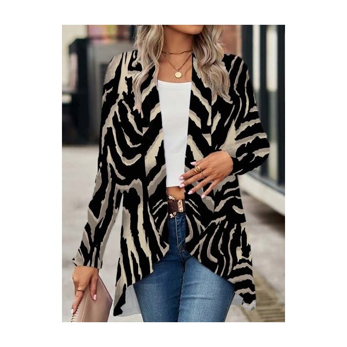 Women's Spring/Fall Outerwear Casual Zebra Jersey Shawl Jacket