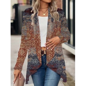 Women's Spring/Fall Outerwear Casual Ethnic Jersey Shawl Jacket