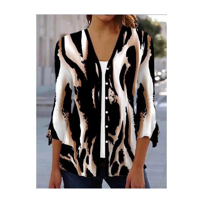 Women's Spring/Fall Outerwear Casual Zebra Jersey Shawl Jacket