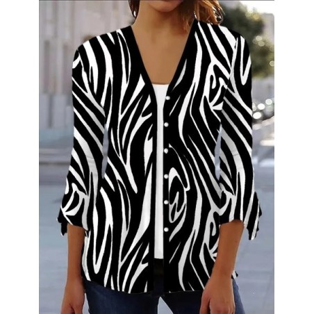 Women's Spring/Fall Outerwear Casual Zebra Jersey Shawl Jacket