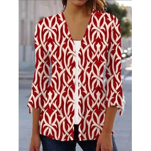 Women's Spring/Fall Outerwear Casual Floral Jersey Shawl Jacket
