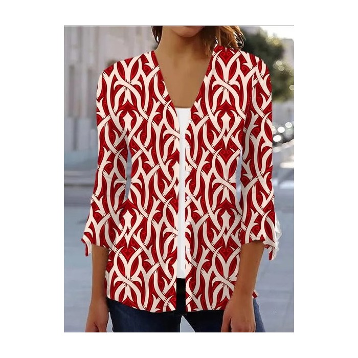 Women's Spring/Fall Outerwear Casual Floral Jersey Shawl Jacket