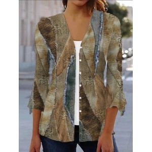 Women's Spring/Fall Outerwear Casual Geometric Jersey Shawl Jacket