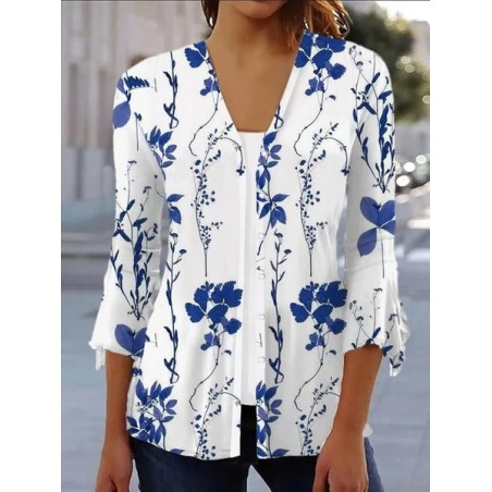 Women's Spring/Fall Outerwear Casual Floral Jersey Shawl Jacket