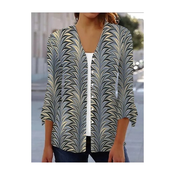 Women's Spring/Fall Outerwear Casual Abstract Jersey Shawl Jacket