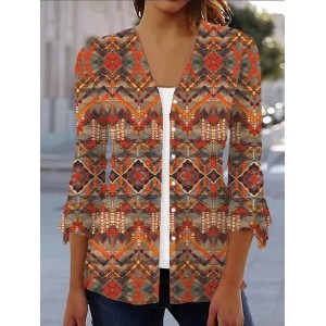 Women's Spring/Fall Outerwear Casual Ethnic Jersey Shawl Jacket