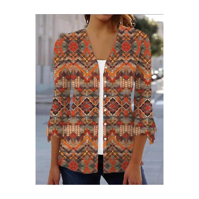 Women's Spring/Fall Outerwear Casual Ethnic Jersey Shawl Jacket