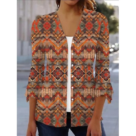 Women's Spring/Fall Outerwear Casual Ethnic Jersey Shawl Jacket