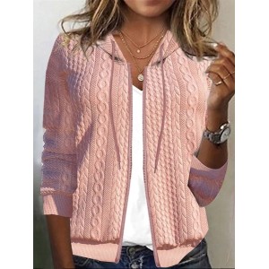 Women Outerwear Casual Plain Long Sleeve Hoodie Spring/Fall Jacket