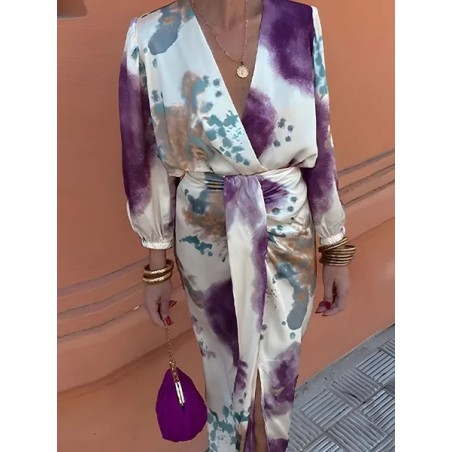 Women Floral Lace-up Two-Piece Set Daily Long Sleeve Casual Spring/Fall Top With Skirt Matching Set