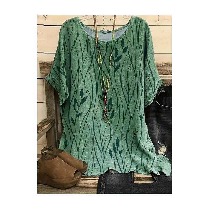 Women Floral Short Sleeve Tee T-shirt Crew Neck Printing Casual Summer Graphic Tee Top