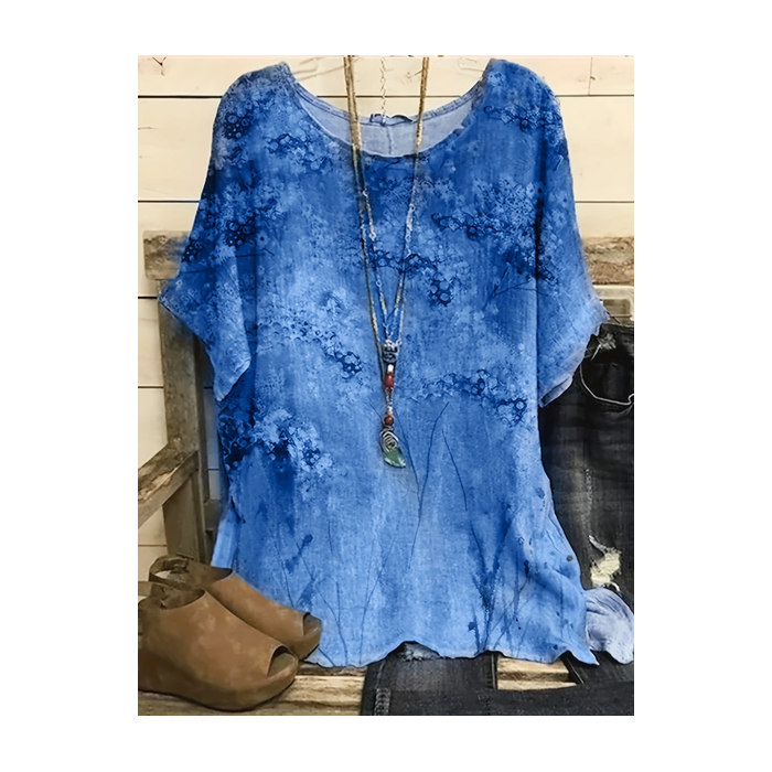 Women Floral Short Sleeve Tee T-shirt Crew Neck Printing Casual Summer Graphic Tee Top