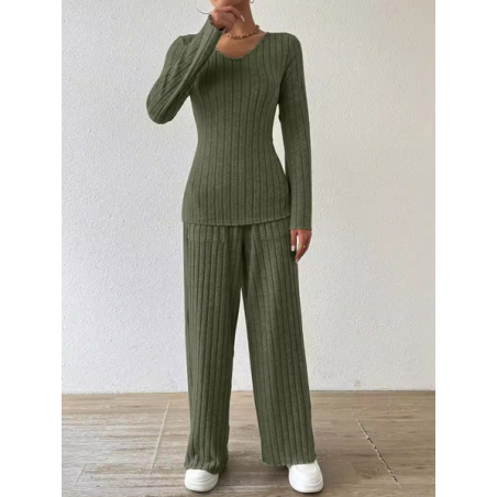 Women Plain Zipper Two-Piece Set Daily Long Sleeve Casual Spring/Fall Top With Pants Matching Set